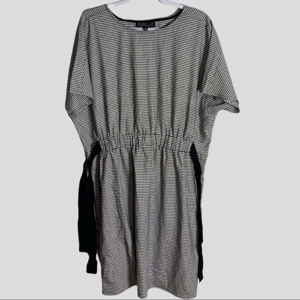 Eloquii || Black and White Dress With Tie Belt